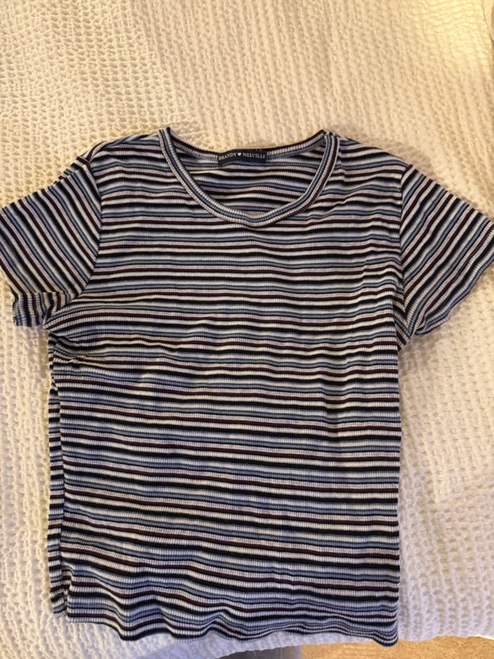 Brandy Melville Navy & White Striped Tee